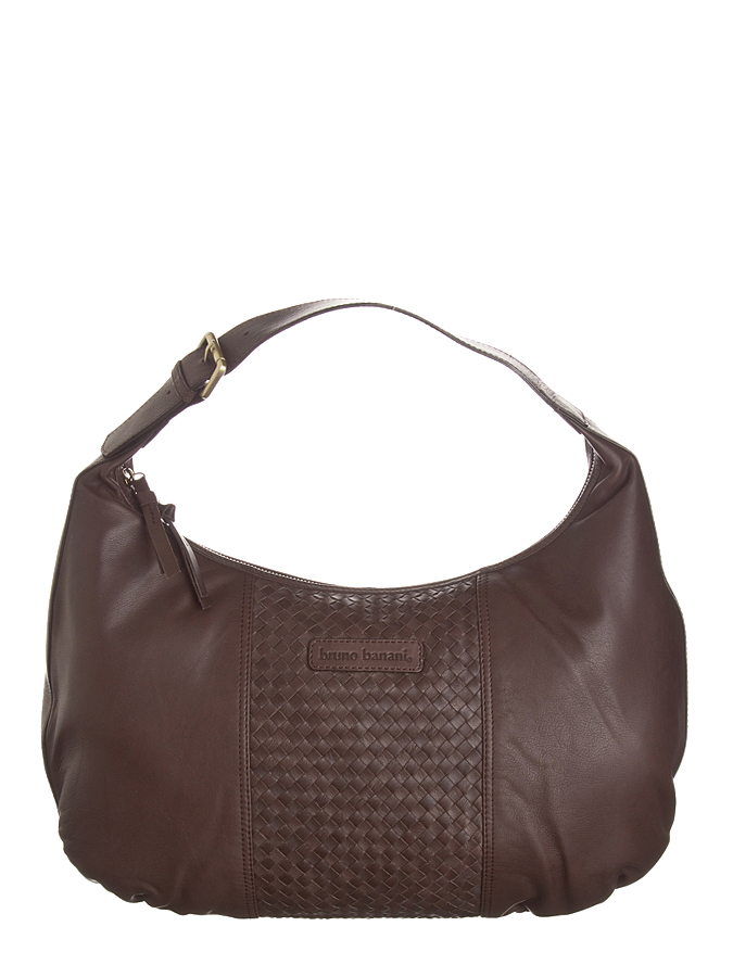 Bruno Banani Leder-Schultertasche in Braun - (B)45 x (H)29 x (T)4 cm